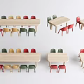 Wooden Children's Table and Chairs Set with Colorful Design and Various Sizes