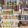 Supermarket Shelf Display Rack Snack Rack Supermarket Island Rack Fruit Display Rack 3d model