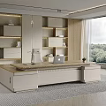Light Luxury Modern Executive Office Desk With Side Storage Cabinets For Spacious Bright Comfortable Workspace