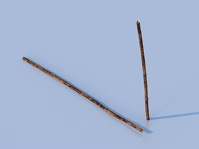 Natural Wooden Sticks With Textured Surface For Daily Household Use 3d model