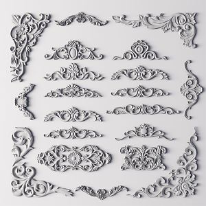 European-style carved corner line 3d model