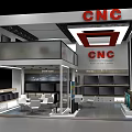 CNC Exhibition Booth Modern Design With Glass Metal Structure And Display Cabinets