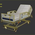 Medical Hospital Bed with Adjustable Headrest Side Rails White Mattress Blue Stripe and Mobile Wheels