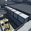 Modern Commercial Street Waterfront Pedestrian Walkway With Contemporary Architecture And Storefronts