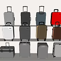 Various Colored Suitcases In Different Styles And Sizes Arranged On White Background