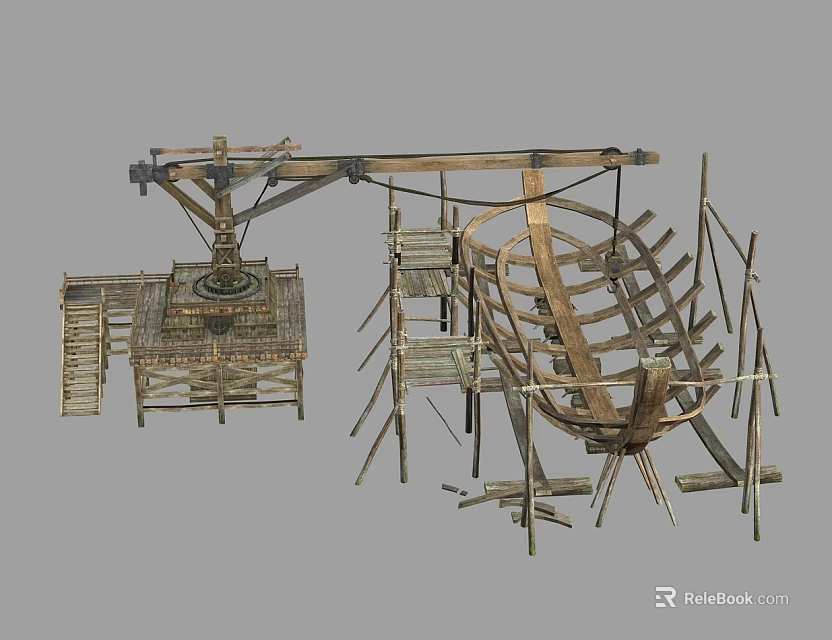 Industrial Equipment With Steel Frame Support Structure Mechanical Components And Metal Parts 3d model 