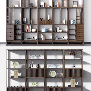 New Chinese Bookshelf Antique Bookshelf 3d model