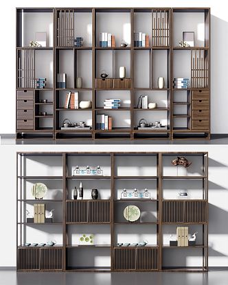 New Chinese Bookshelf Antique Bookshelf 3d model