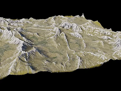 Natural Garden Landscape With Mountain Terrain Undulating Slopes And Green Vegetation 3d model