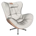 Modern Office Chair With Beige Brown Upholstery Comfortable Backrest And Rotating Metal Base