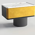 Stylish Modern Bedside Table With Marble Top Golden Section And Black Cylindrical Base 3d model