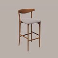 Modern Wooden Bar Stools With Backrest And Light Gray Padded Seats