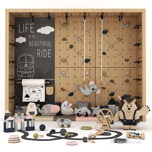 Cute Plush Animal Dolls Decorate Kids Room Play Space with Adorable Designs 3d model 