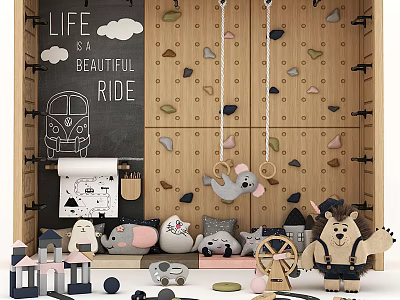Cute Plush Animal Dolls Decorate Kids Room Play Space with Adorable Designs 3d model