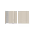 Modern White Dresser With Open Doors And Interior Storage Shelves