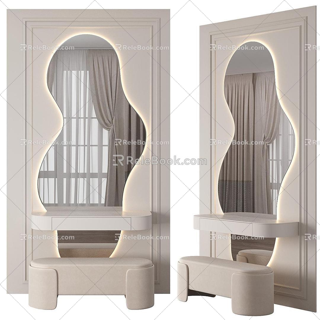 Jane European Dressing Table Dressing Mirror Dressing Table Makeup Mirror 3d model