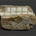 Natural Stone Bench With White Tile Inlays And Rustic Texture Design 3d model