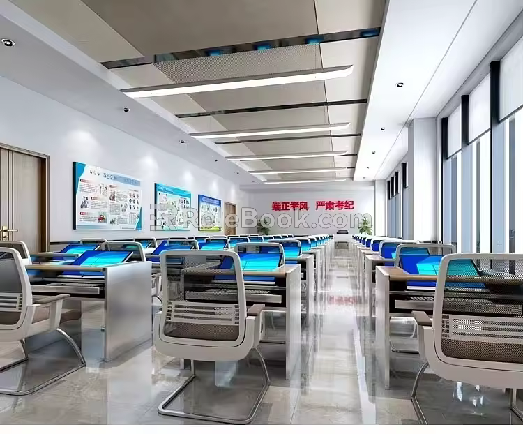 Modern school computer room 3d model