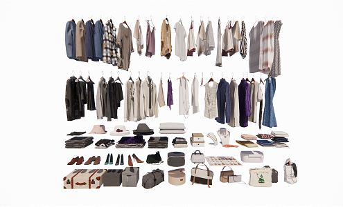 modern clothes cloakroom clothes accessories shoes hat 3d model