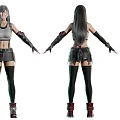 Female Character With Long Black Hair Grey Tank Top Black Shorts And Red Boots
