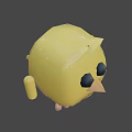Cute Yellow Chicken Game Movie Character With Big Black Eyes And Simple Design