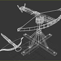 Ancient Handheld Crossbow and Tripod Mounted Ballista Weapons with Wooden Frame and Metal Parts