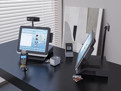 Cash register cash register system ordering machine scan code payment UnionPay credit card payment 3d model