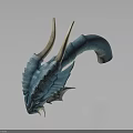 Detailed Blue Dragon Head with Horned Features and Scaled Mythical Texture 3d model