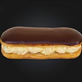 Fresh Homemade Eclair With Flaky Pastry Shell Chocolate Glaze And Cream Filling