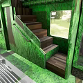 Cozy Restaurant Interior With Green Wood Grain Benches Tables And Natural Light Through Windows