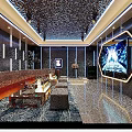 Luxury KTV Lounge Interior With Comfortable Sofa Seating Large Screen TV And Stylish Lighting