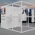 Industrial Equipment With Transparent Frame Structure Control Panel Pipes And Multiple Containers