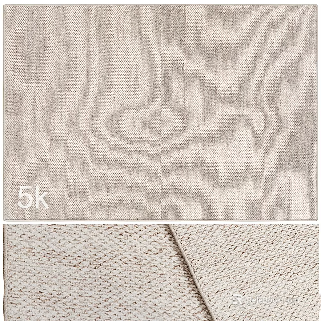 Square Rug Beige Woven Texture Soft Surface Home Decor Accessory 3d model 