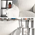 Contemporary Storage Shelf Unit With White Sofa Cushions Books And Decorative Items
