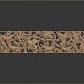 Golden Decorative Sculpture Carving With Intricate Floral Vine Leaf Patterns Shiny Surface On Black Background