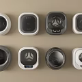 Various Modern Compact Washing Machines With Stylish Designs And Control Panels 3d model
