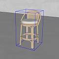 Single Rattan Bar Stool With Light Colored Cushion In Minimalist Neutral Setting 3d model
