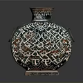 Artistic Sculpture Carving of Traditional Vase with Intricate Geometric Patterns and Square Base