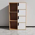 Modern Wooden Cabinet With White Drawers And Open Shelves Design