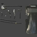 Weapons Set Including Axes Knives Sword Dagger With Tactical Design And Sheath 3d model