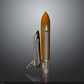 Realistic Space Shuttle and Orange Rocket Model for Space Exploration 3d model