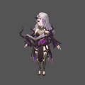 Silver Haired Character In Mystic Attire Holding Book With Eye Creature And Purple Decorations