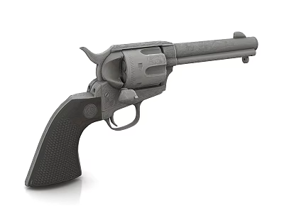 Classic Vintage Revolver With Black Grip And Metal Body Design Features 3d model