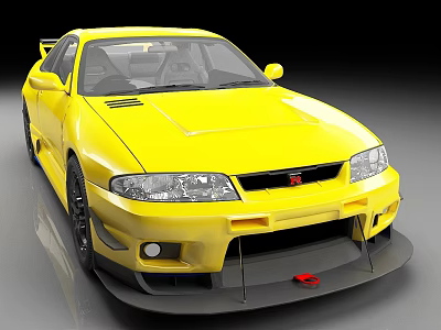 Yellow High Performance Sports Car With Modified Exterior Aerodynamic Kit Front Lip And Rear Spoiler 3d model