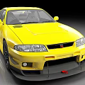 Yellow High Performance Sports Car With Modified Exterior Aerodynamic Kit Front Lip And Rear Spoiler