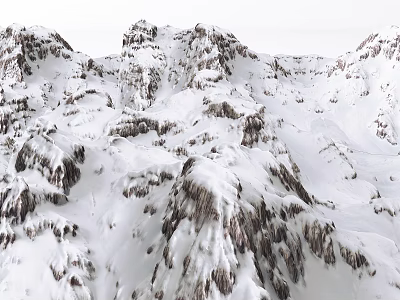 Scenic Garden Landscape With Snow Covered Mountain Peaks And Rocky Terrain 3d model