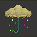 Cute Cloud Shaped Household Decor Item With Small Hanging Raindrops