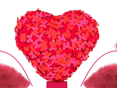 Perfect Photo Spot Featuring Giant Heart Shaped Red Pink Butterfly Decoration 3d model