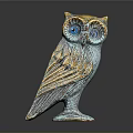 Decorative Owl Figurine In Blue And Gold With Intricate Feather Details