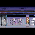 Modern Fitness Gym With Neon Lights Boxing Area Spacious Interior And Workout Equipment